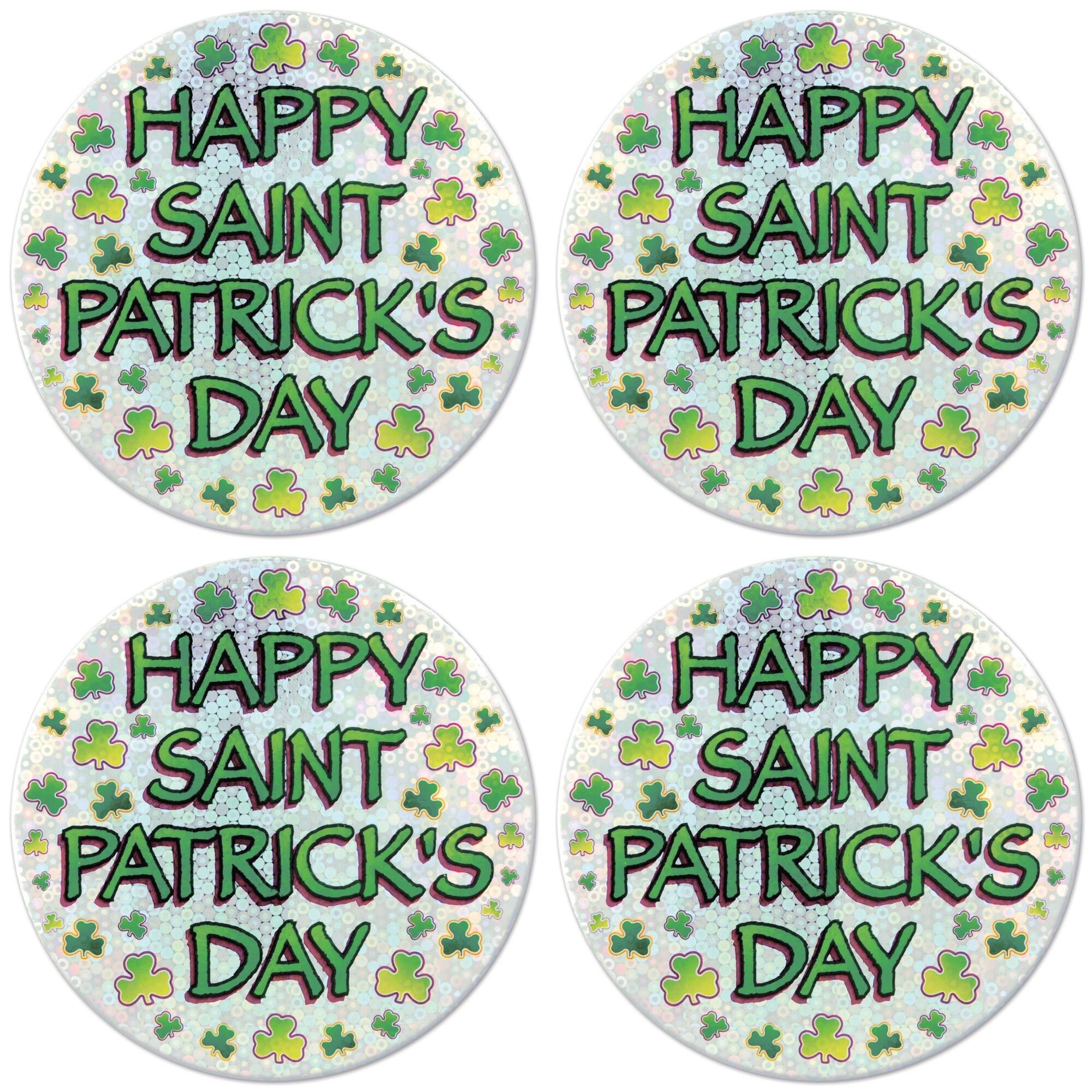 Beistle 3.5" Happy Saint Patrick's Day Buttons, 4ct.